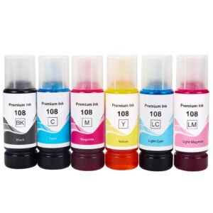 108 056 107 Tinta Refil Premium 70ML para Impressão Profissional, Tinta Dye para Epson L8058 L18058 L8050 L18050 ET-18100 L8100